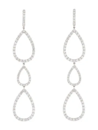 Pre-owned Earrings 18k 5.44ctw Diamond Drop Earclips In Multi