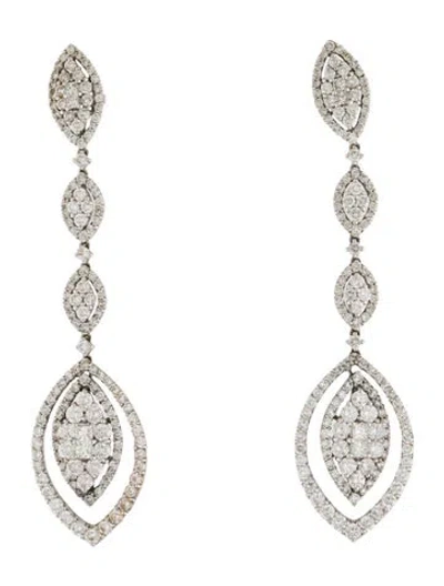 Pre-owned Earrings 18k 5.60ctw Diamond Drop  In Multi