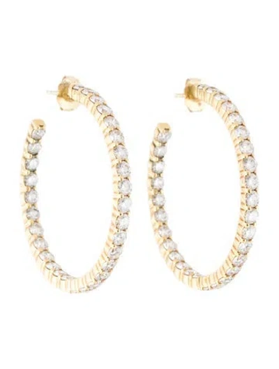 Pre-owned Earrings 18k 5.70ctw Diamond Inside/outside Hoop  In Multi