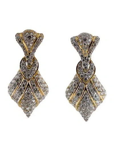 Pre-owned Earrings 18k 5.88ctw Diamond Drop  In Multi