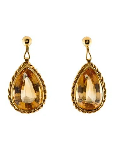 Pre-owned Earrings 18k 59.06ctw Citrine Drop  In Multi