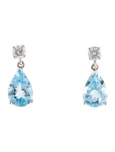 Pre-owned Earrings 18k 6.46ctw & Diamond Drop  In Multi