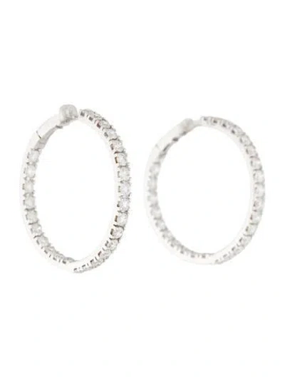 Pre-owned Earrings 18k 6.56ctw Diamond Inside Out Hoop  In Multi