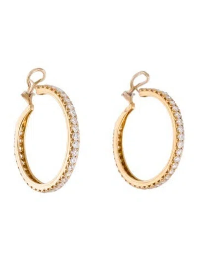 Pre-owned Earrings 18k 6.80ctw Diamond Hoop  W/ 14k Clasps In Multi
