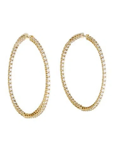 Pre-owned Earrings 18k 7.41ctw Diamond Inside-out Hoop  In Multi