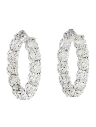Pre-owned Earrings 18k 7.85ctw Diamond Inside-out Hoop  In Multi