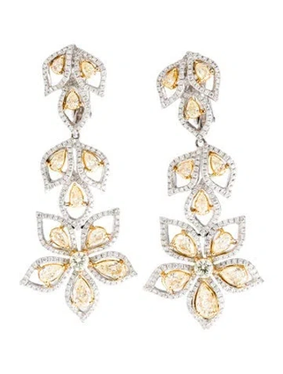 Pre-owned Earrings 18k 7.95ctw Diamond Floral Drop  In Multi