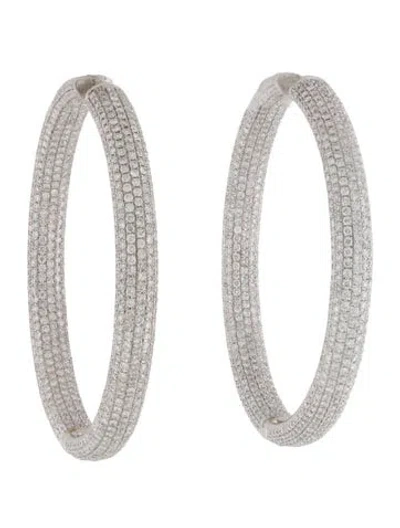 Pre-owned Earrings 18k 8.74ct Diamond Hoop  In Multi