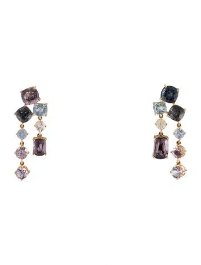 Pre-owned Earrings 18k 9.30ctw Spinel & Sapphire Drop  In Multi