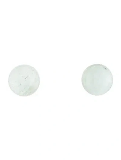 Pre-owned Earrings 18k Aquamarine Stud  In Multi