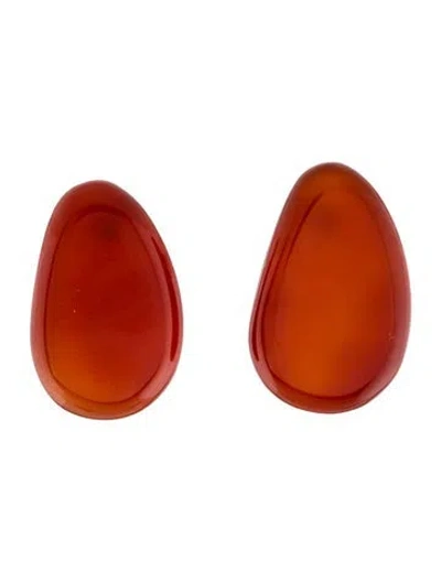 Pre-owned Earrings 18k Carnelian Stud  In Multi