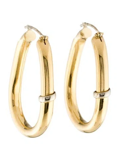 Pre-owned Earrings 18k Chunky Oval Hoop  In Multi