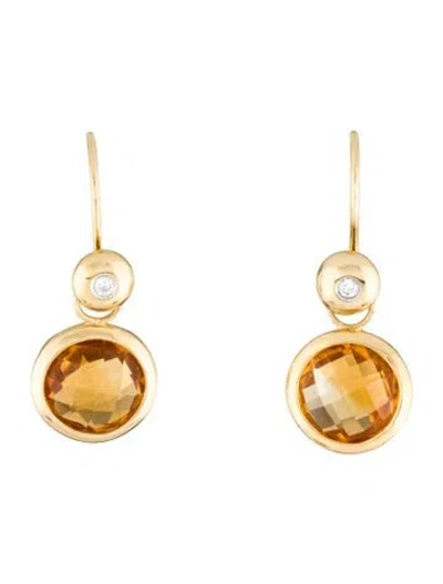 Pre-owned Earrings 18k Citrine & Diamond Convertible Drop  In Multi