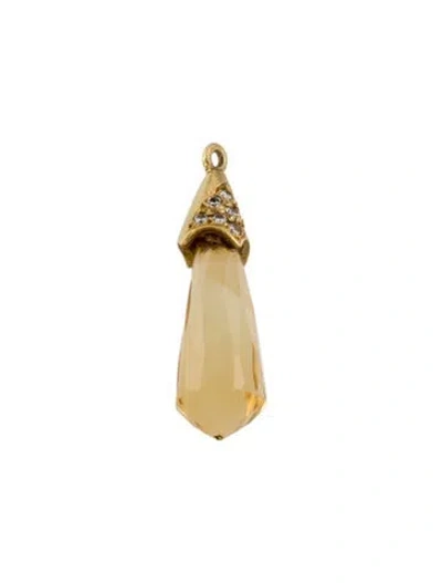 Pre-owned Earrings 18k Citrine & Diamond Single Earring Enhancer In Multi