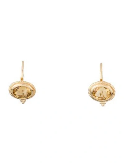 Pre-owned Earrings 18k Citrine Drop  In Multi