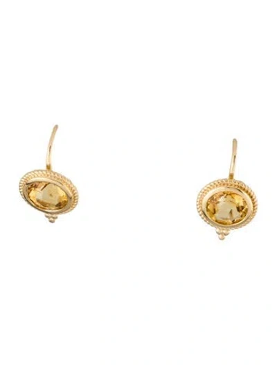 Pre-owned Earrings 18k Citrine Drop  In Multi