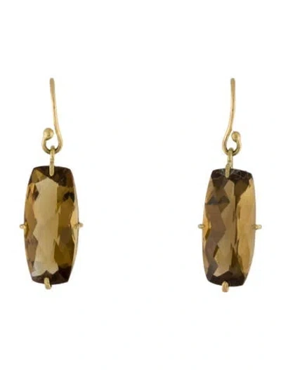 Pre-owned Earrings 18k Citrine Drop  In Multi