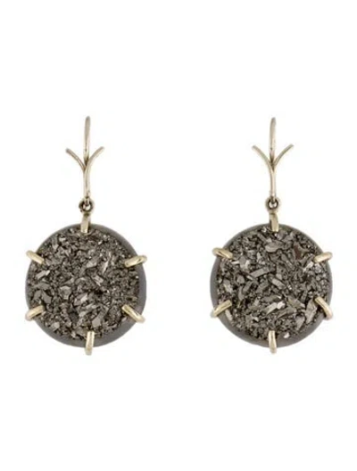 Pre-owned Earrings 18k Coated Druzy Drop  In Multi