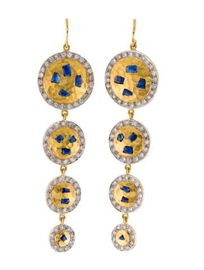 Pre-owned Earrings 18k Coera Sapphire & Diamond Drop  In Multi