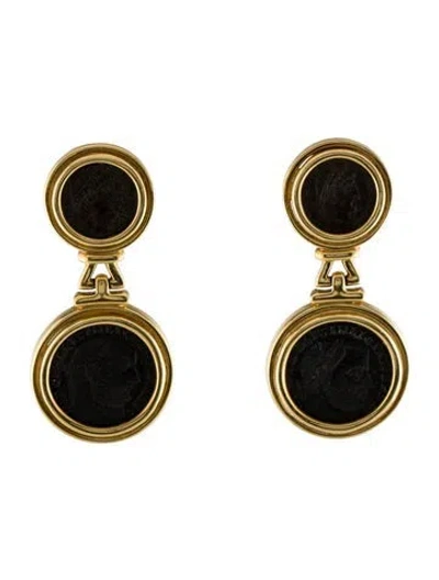 Pre-owned Earrings 18k Coin Clip-on Drop  In Multi