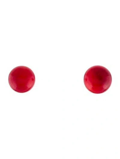 Pre-owned Earrings 18k Coral Stud  In Multi