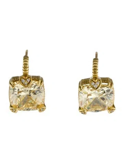 Pre-owned Earrings 18k Cubic Zirconia And Diamond Drop  In Multi