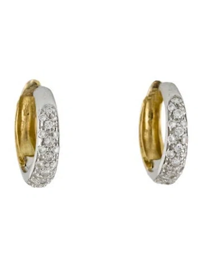 Pre-owned Earrings 18k Cubic Zirconia Hoop  In Multi