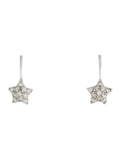 Pre-owned Earrings 18k Cubic Zirconia Pave Star Drop  In Multi