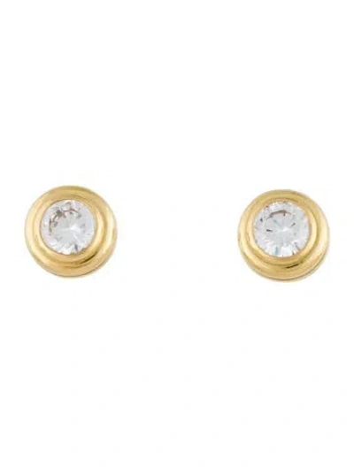 Pre-owned Earrings 18k Cubic Zirconia Stud  In Multi