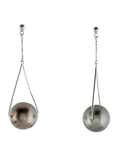 Pre-owned Earrings 18k Cultured Pearl Drop  In Multi