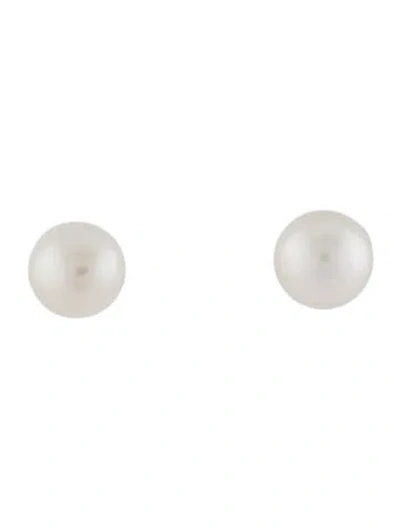 Pre-owned Earrings 18k Cultured Pearl Stud  In Multi