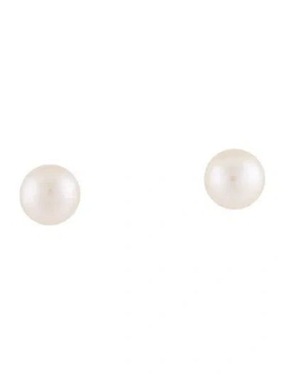 Pre-owned Earrings 18k Cultured Pearl Stud  In Multi