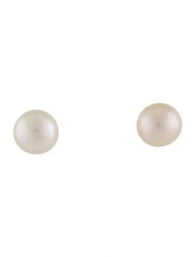 Pre-owned Earrings 18k Cultured Pearl Stud  In Multi