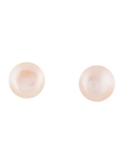 Pre-owned Earrings 18k Cultured Pearl Stud  In Multi