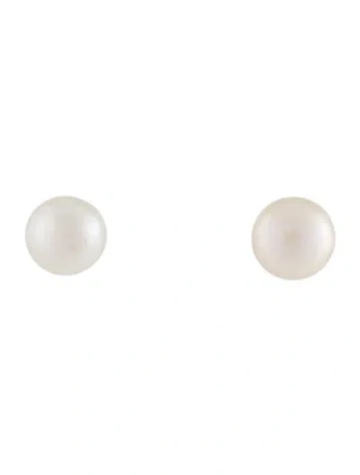 Pre-owned Earrings 18k Cultured Pearl Stud  In Multi