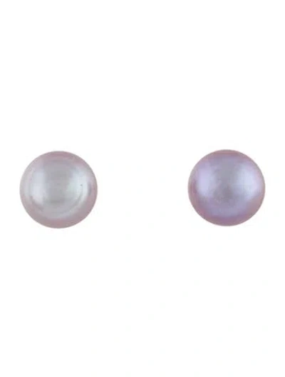 Pre-owned Earrings 18k Cultured Pearl Stud  In Multi