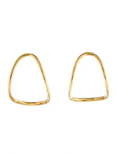 Pre-owned Earrings 18k Curved Oval Drop  In Multi