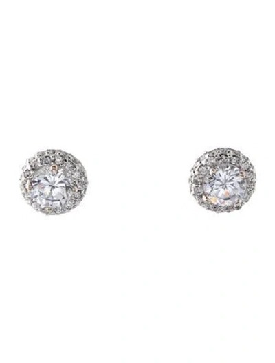 Pre-owned Earrings 18k Diamond & Cubic Zirconia Stud  In Multi