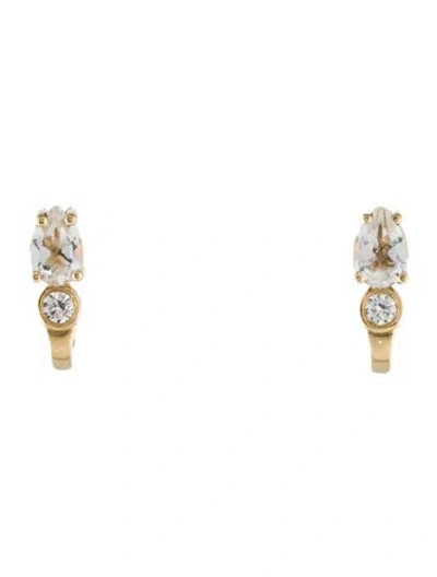 Pre-owned Earrings 18k Diamond & Topaz  In Multi