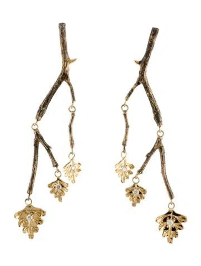 Pre-owned Earrings 18k Diamond Branch Chandelier  In Multi