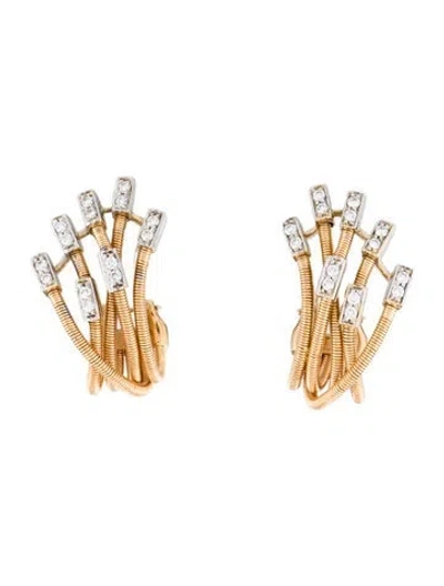 Pre-owned Earrings 18k Diamond Cable Earclips In Multi