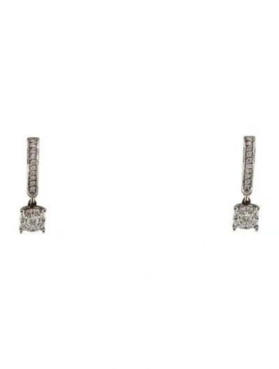 Pre-owned Earrings 18k Diamond Cluster Drop  In Multi