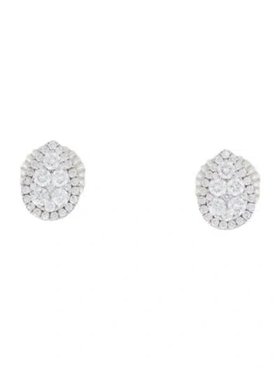 Pre-owned Earrings 18k Diamond Cluster Stud  In Multi