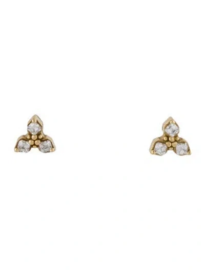 Pre-owned Earrings 18k Diamond Cluster Stud  In Multi