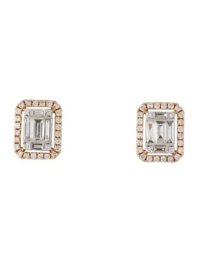 Pre-owned Earrings 18k Diamond Cluster Stud  In Multi