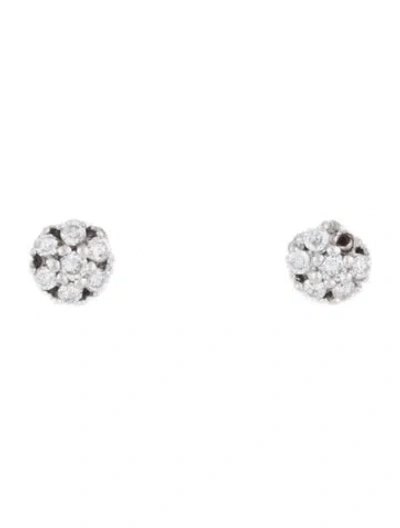 Pre-owned Earrings 18k Diamond Cluster Stud  In Multi