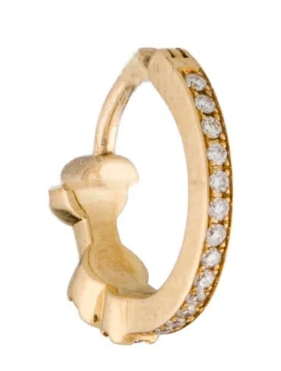 Pre-owned Earrings 18k Diamond Double Sided Single Huggie Earring In Multi