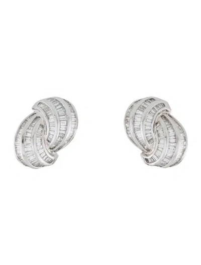 Pre-owned Earrings 18k Diamond Double Swirl Clip-on  In Multi