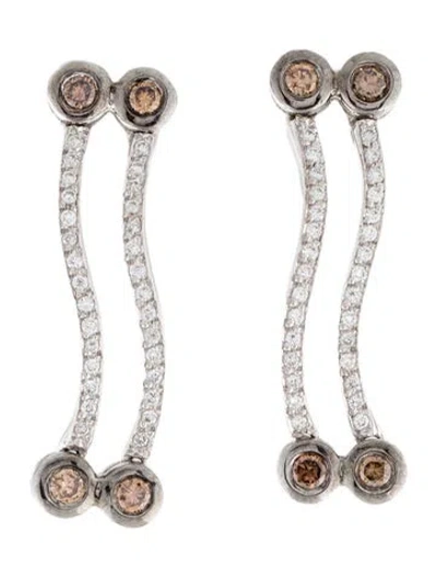 Pre-owned Earrings 18k Diamond Drop  In Multi
