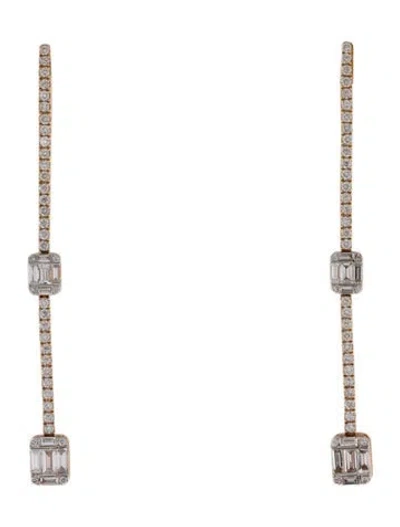 Pre-owned Earrings 18k Diamond Drop  In Multi